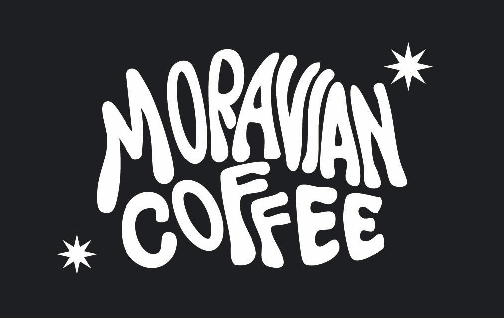 Moravian Coffee logo with white text on a black background